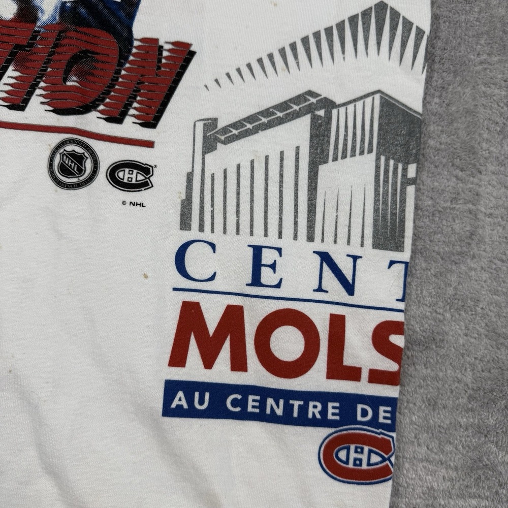 Vtg Montreal Canadiens Shirt Mens Large White 90s Bulletin Wrap Around AOP NHL - Picture 7 of 16